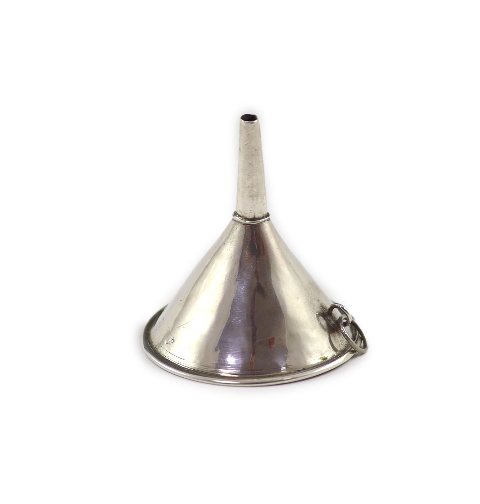 A Queen Anne small Britannia standard silver scent funnel